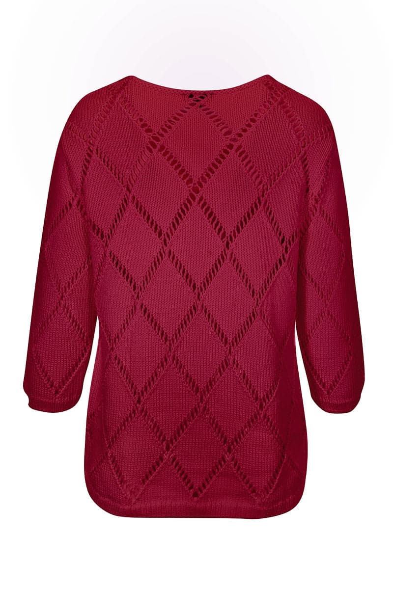 Tricot ajouré à motif losanges vue de face pour femme kennys