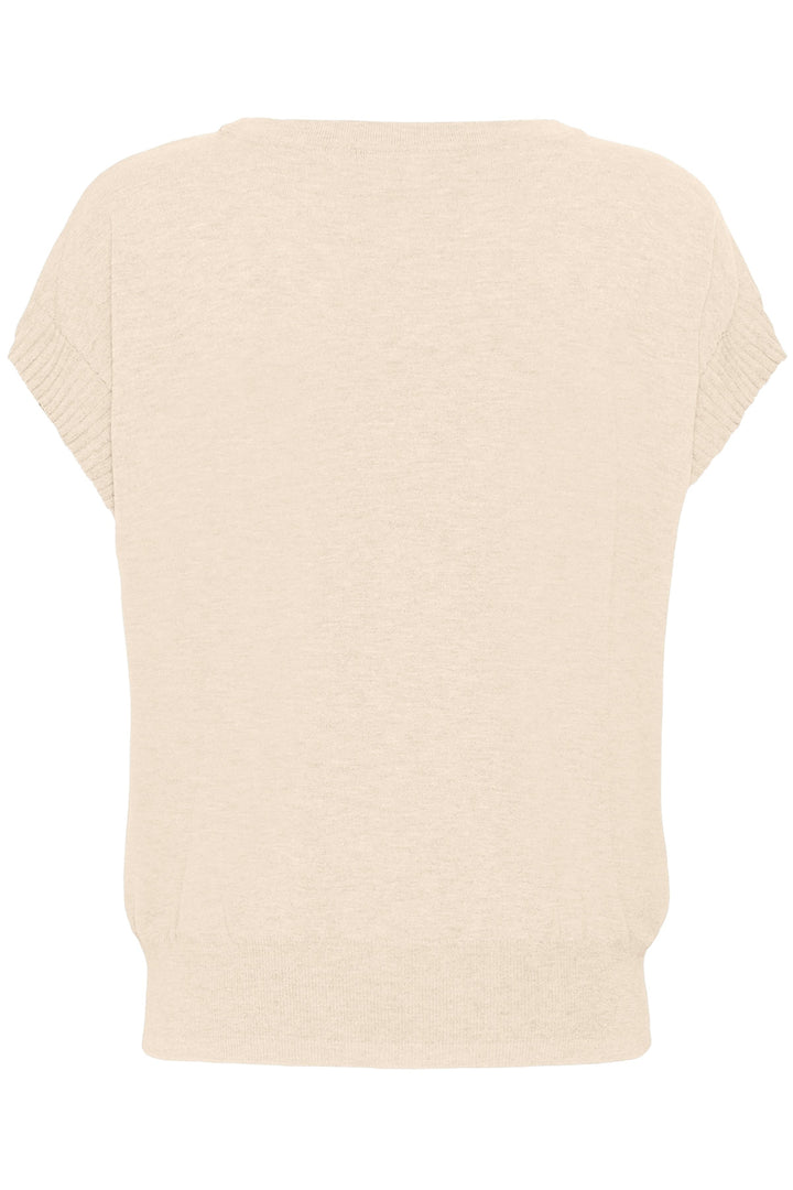 Vue de face tricot à fleur appliquée Cream pour femme, détail floral rouge et blanc - Valérie Simon