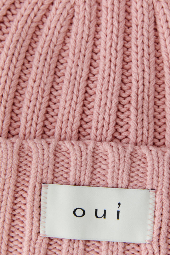 Tuque en tricot côtelé à revers pour femme Oui