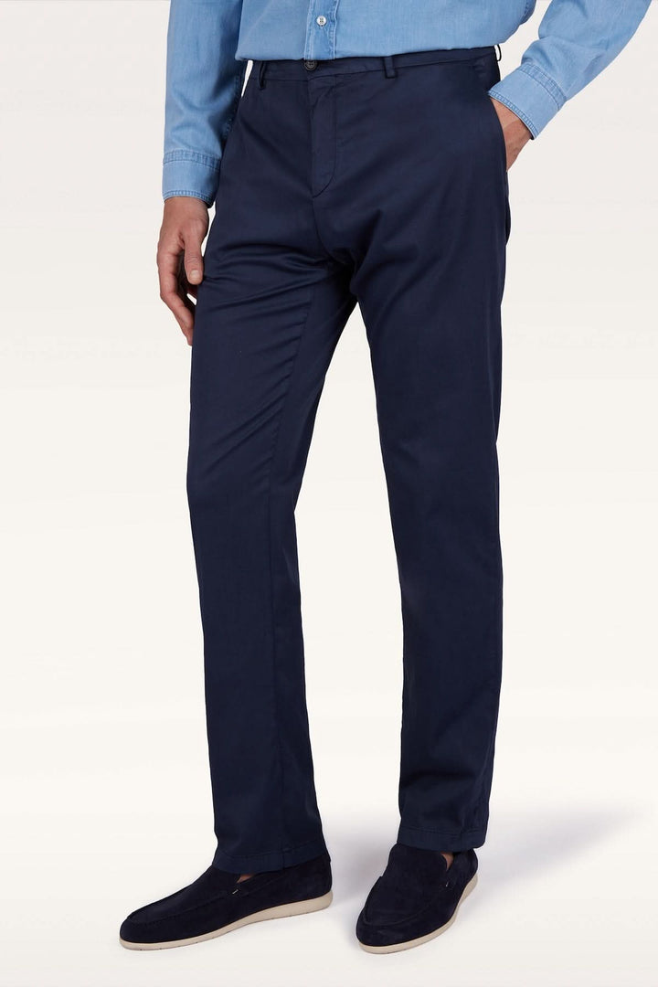 Pantalon chino en coton et soie extensible