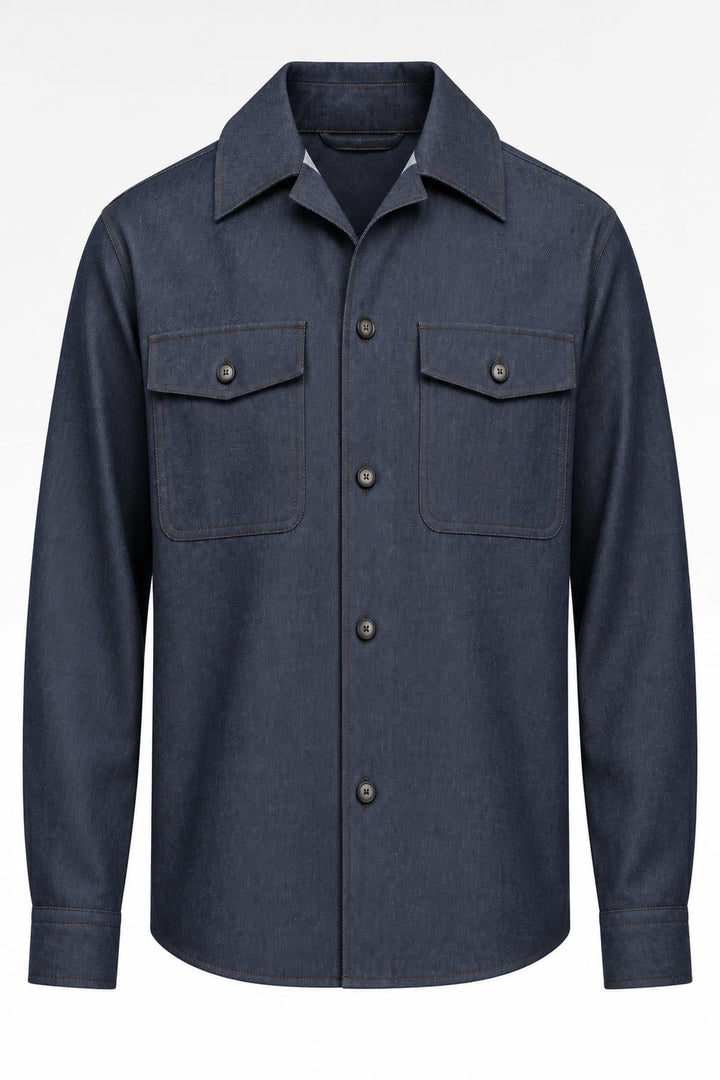 Veste chemise texturée à poches plaquées vue de face pour homme Hugo Boss