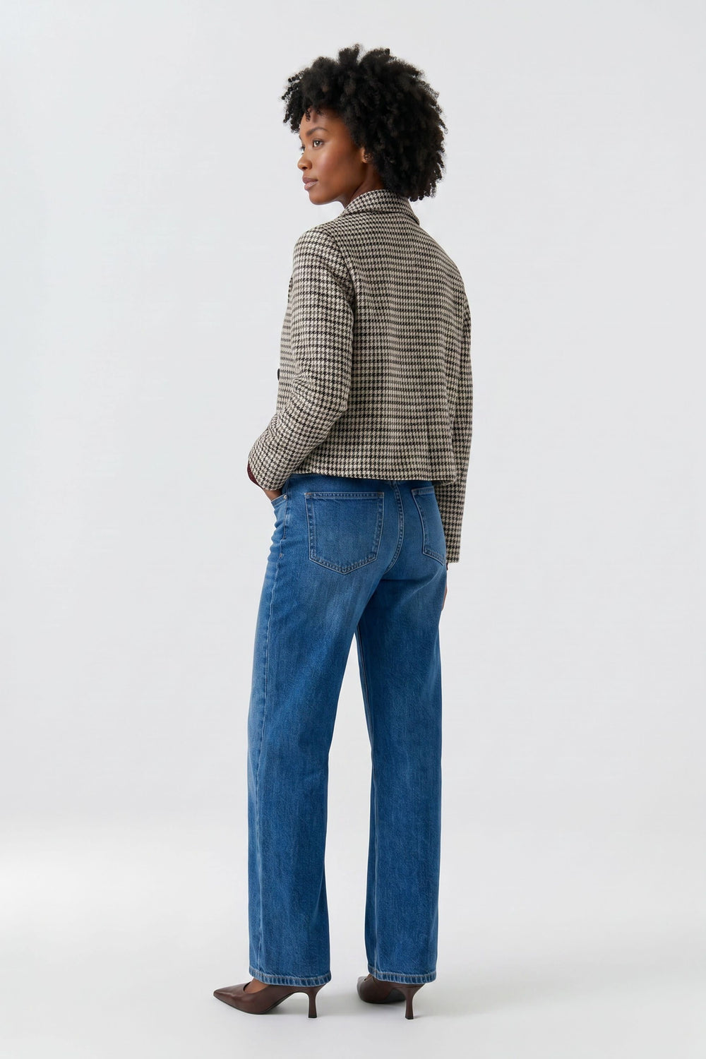 Veste courte à carreaux pour femme Oui