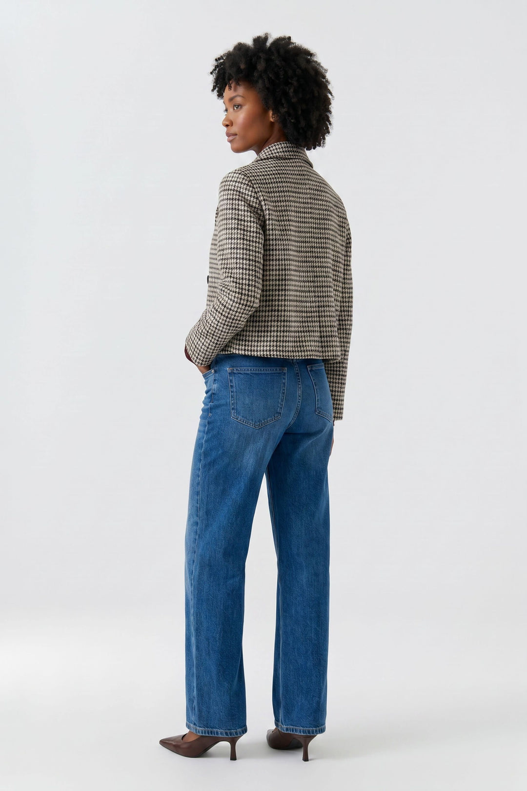 Veste courte à carreaux pour femme Oui