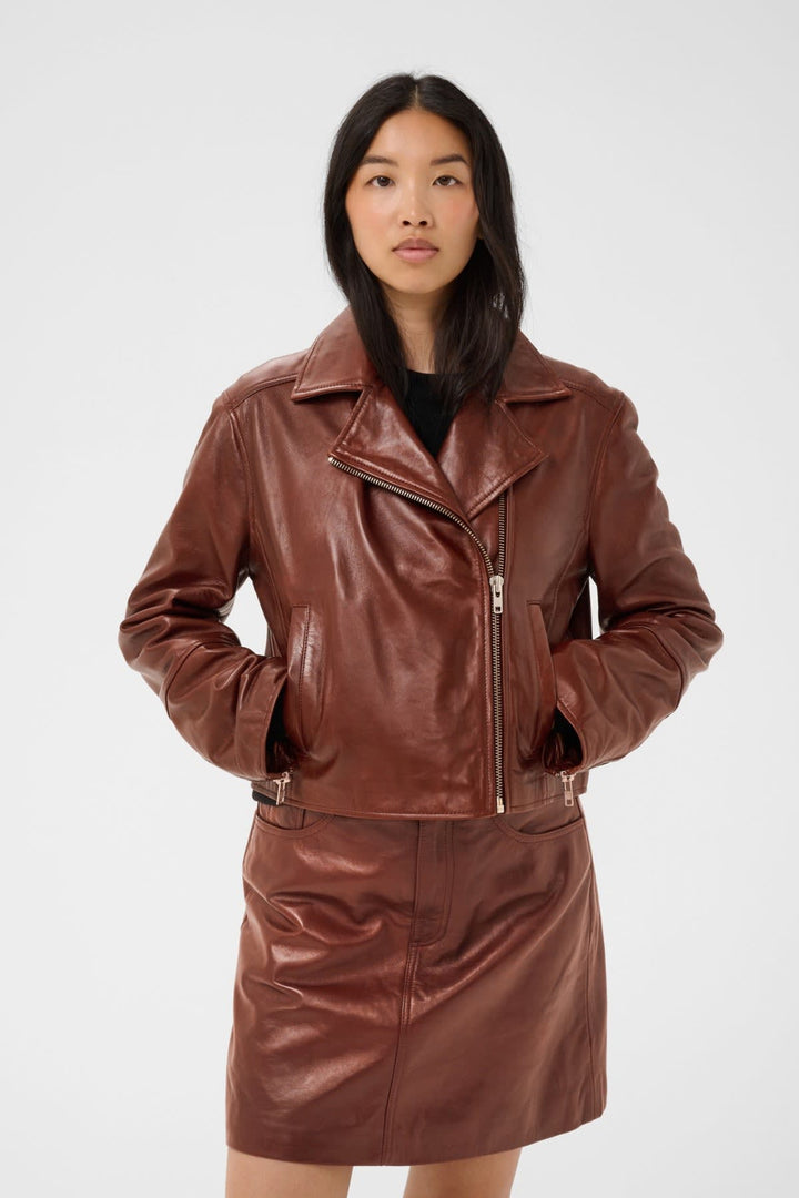 Veste courte en cuir Cimmie pour femme Part Two