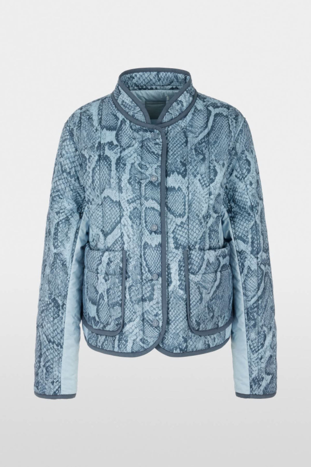 Vue de face manteau réversible Marc Cain matelassé beige pour femme avec col haut - Valérie Simon