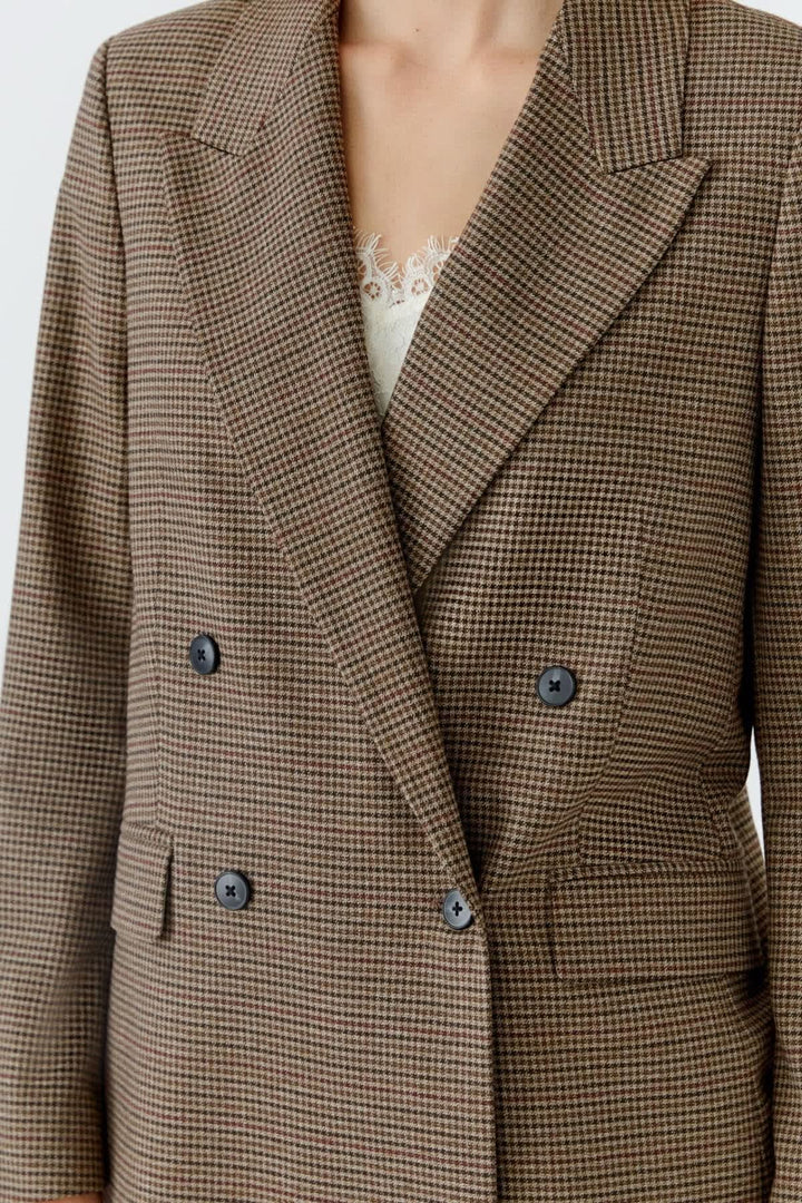 Veston à carreaux et double boutonnage pour femme Oui