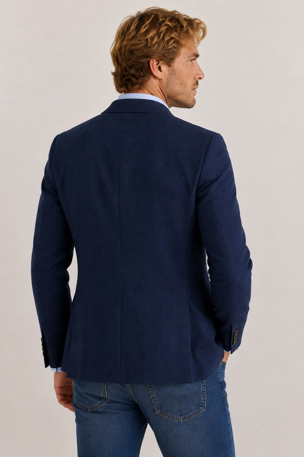 Beige men's textured blazer with buttons on the left side by Circolo - Valérie Simon