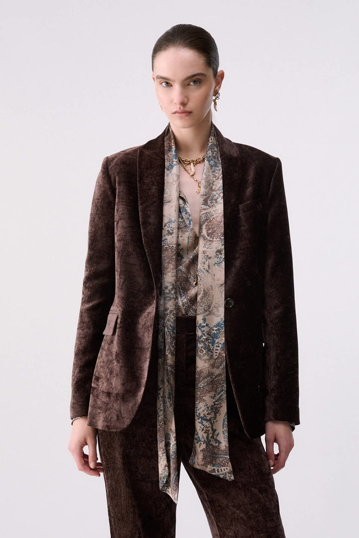 Veston en velours à simple boutonnage pour femme liujo