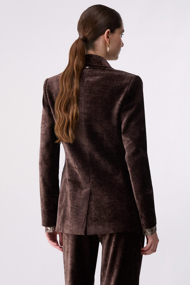 Veston en velours à simple boutonnage pour femme liujo