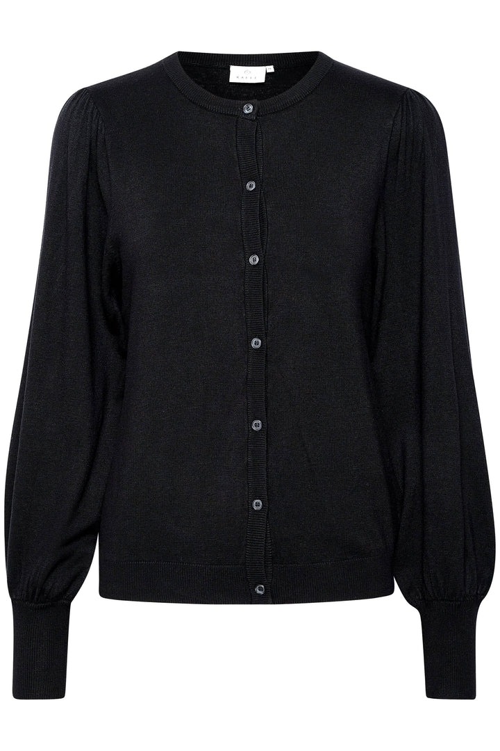 Cardigan Lizza à manches longues, col rond et fermeture boutonnée, coupe classique, couleur noire.