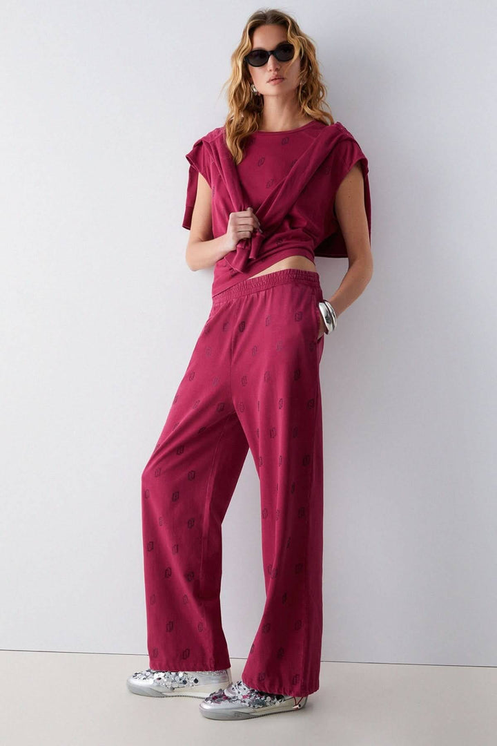 Pantalon jogging imprimé à jambe large