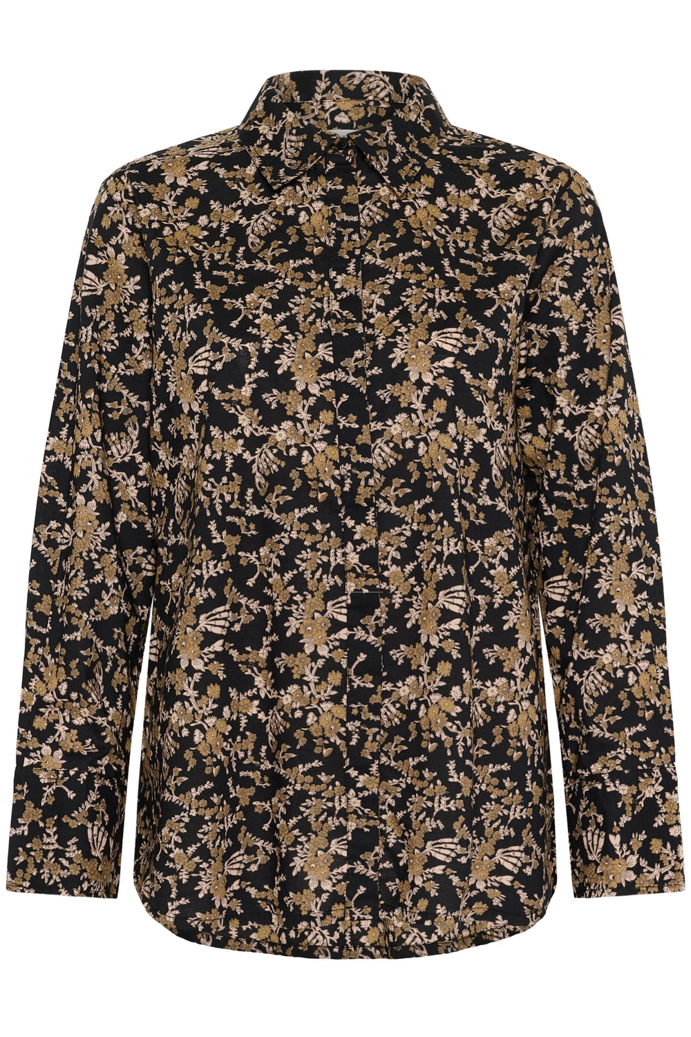 Blouse Sveja à imprimé floral élégant, col chemise, coupe fluide, idéale pour bureau ou sorties.