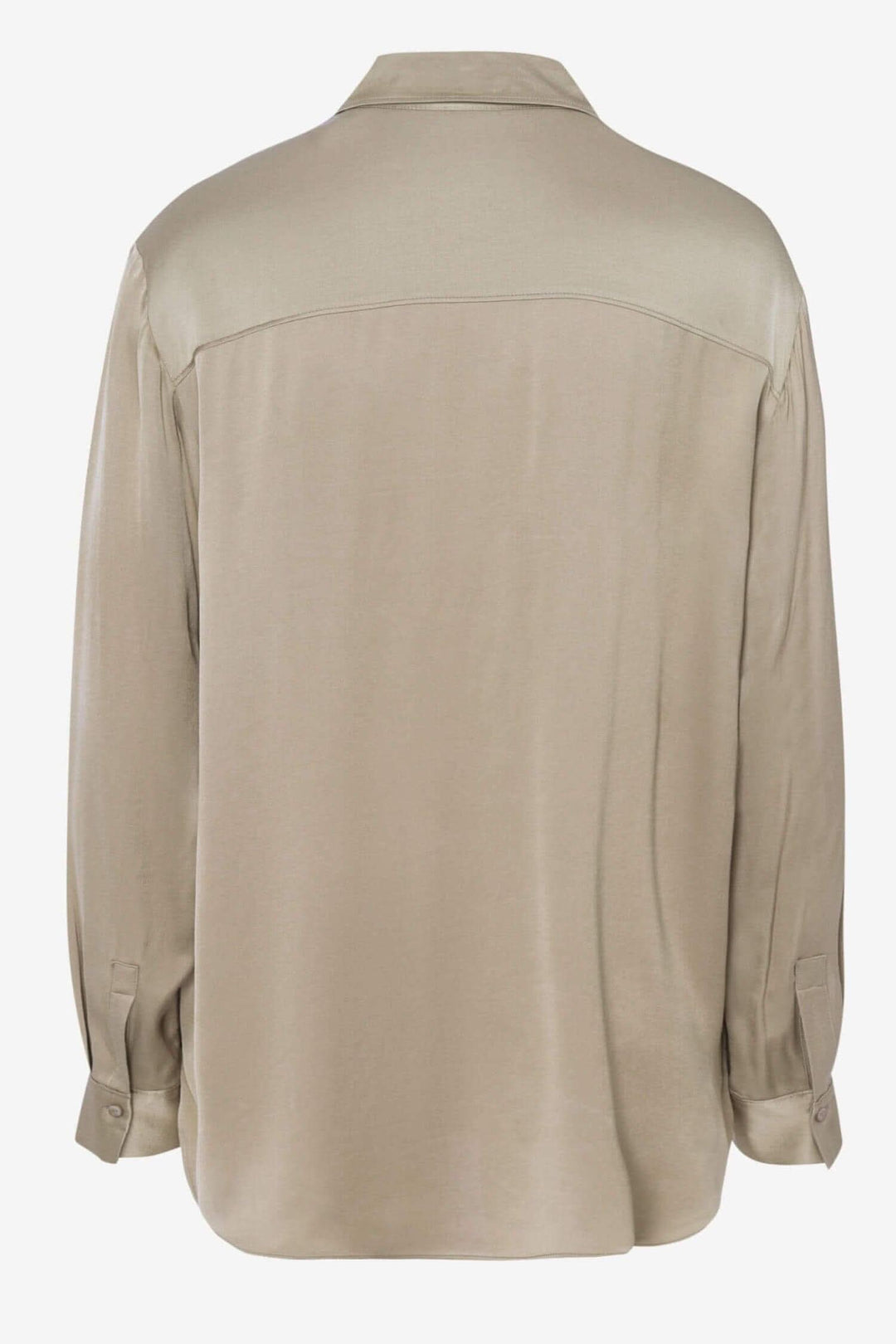 Vue arrière du chemisier Vic pour femme, en tissu fluide avec col chemise et manches longues.