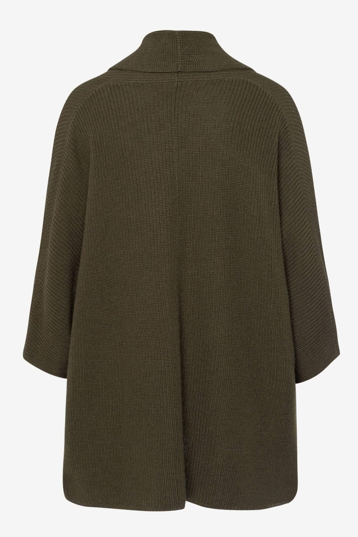 Cardigan Taylor pour femme en fine laine mélangée, vue arrière, couleur verte, style moderne et décontracté.