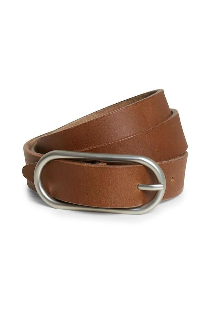 Ceinture Erleta en cuir brun avec boucle argentée, élégante et durable, style 30305552.