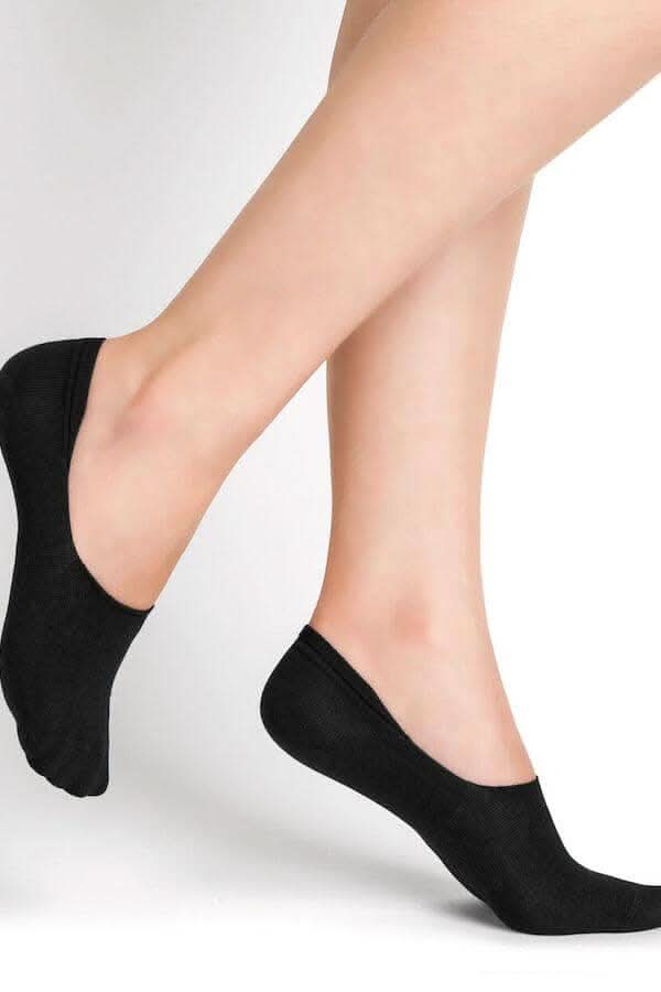Chaussettes invisibles en coton noir, lot de 2, confort et élasticité, idéal pour un look discret.