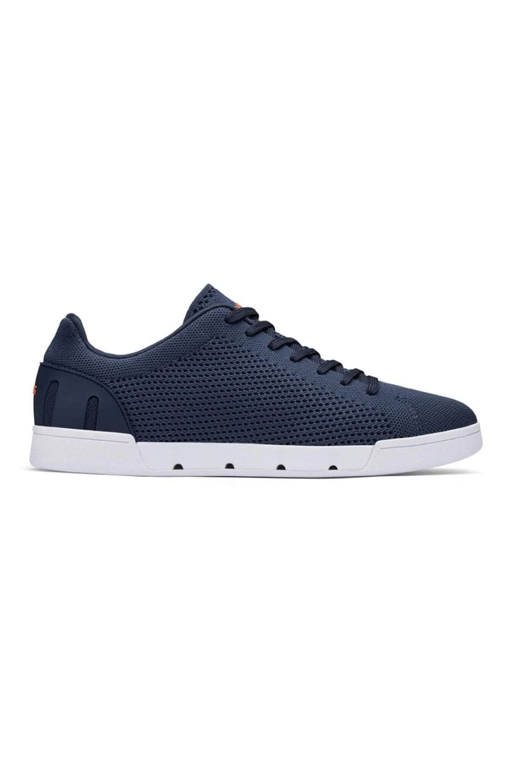 Chaussures tricot Breeze Tennis en bleu, légères et respirantes, dotées d'une semelle en caoutchouc pour une bonne adhérence.