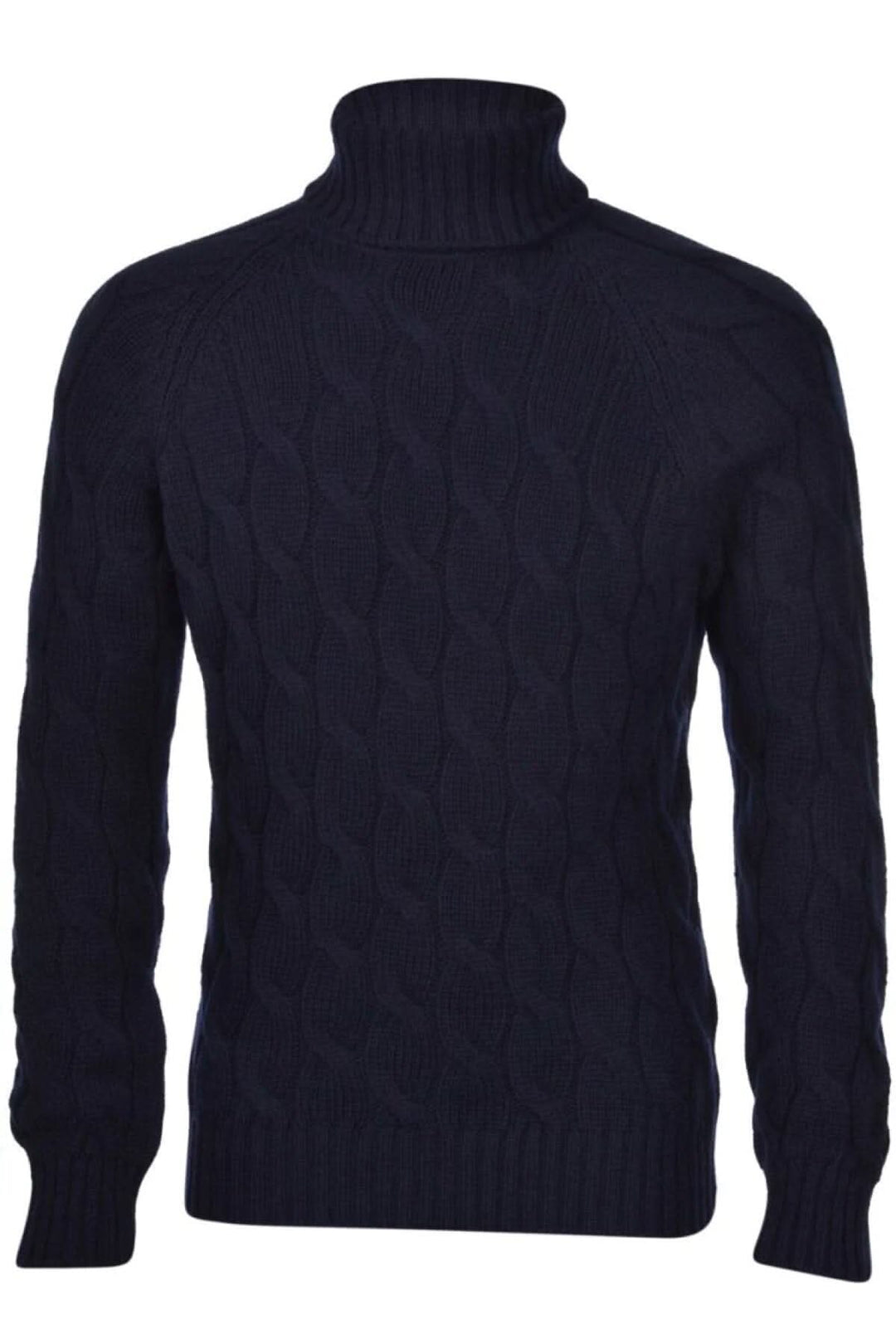 Pull col roulé en laine bleu, tricot traditionnel, parfait pour l'hiver, à la coupe classique.