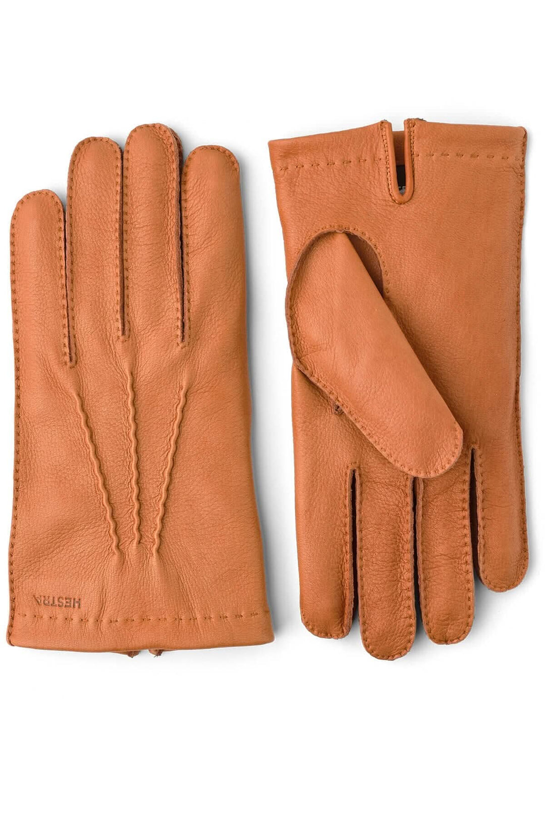 Gants en cuir de cer couleur caramel, style classique pour l'automne, collection Hestra.