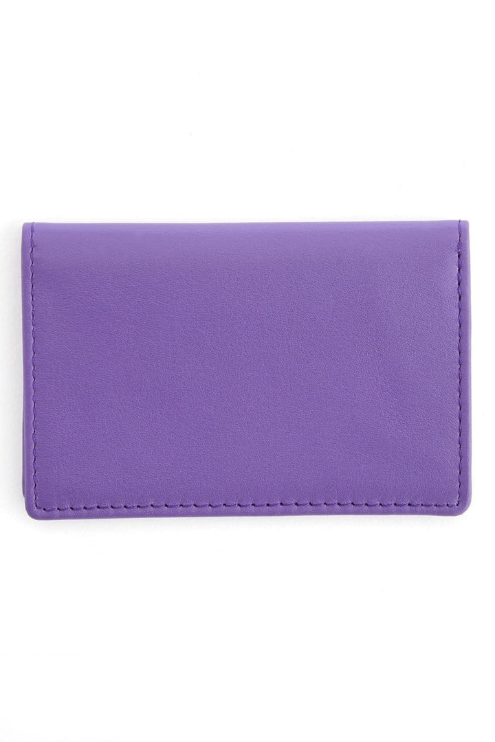 Étui compact violet en cuir pour cartes d&