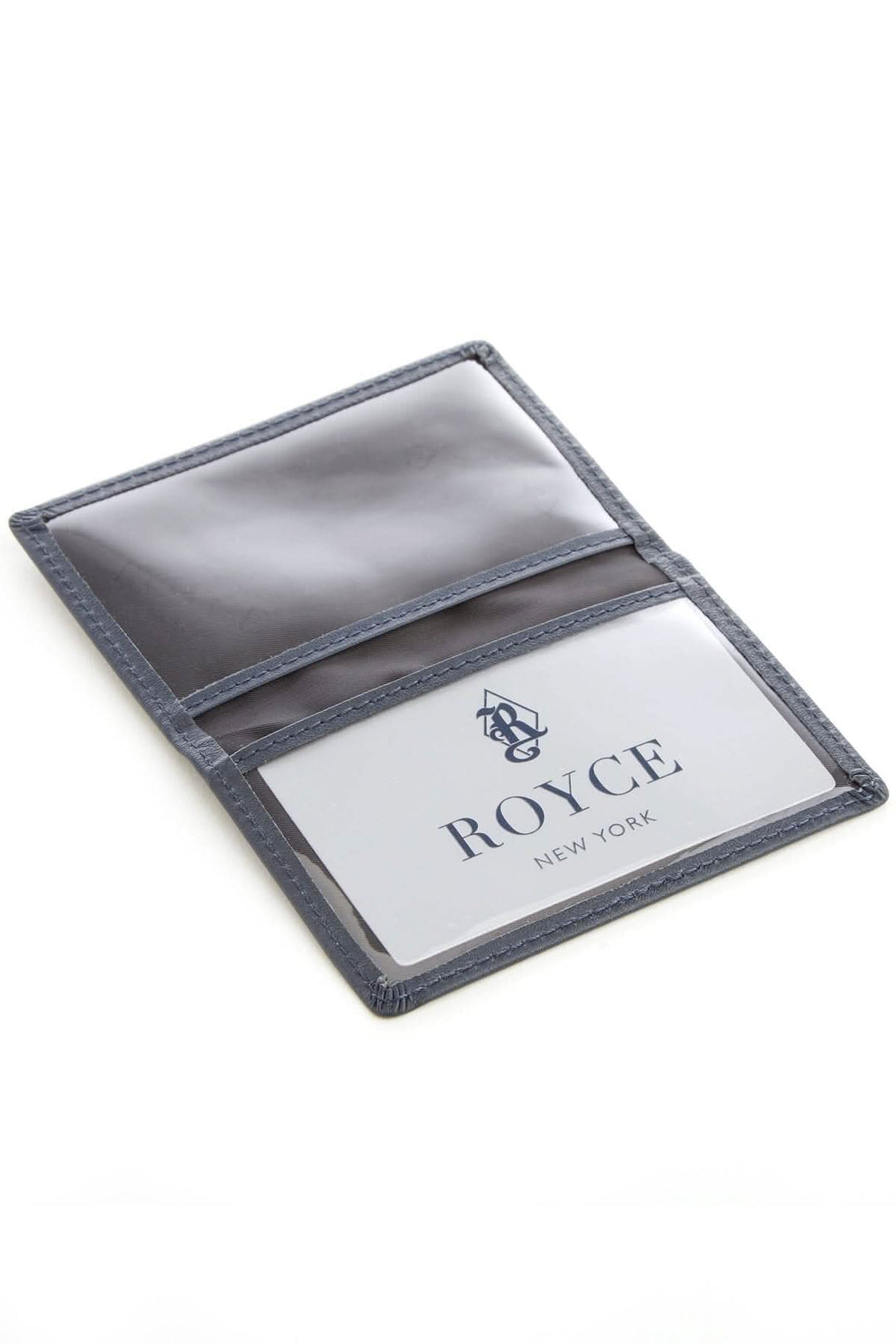 Étui compact en cuir avec fenêtres pour cartes, personnalisé avec monogramme, idéal pour cartes d&