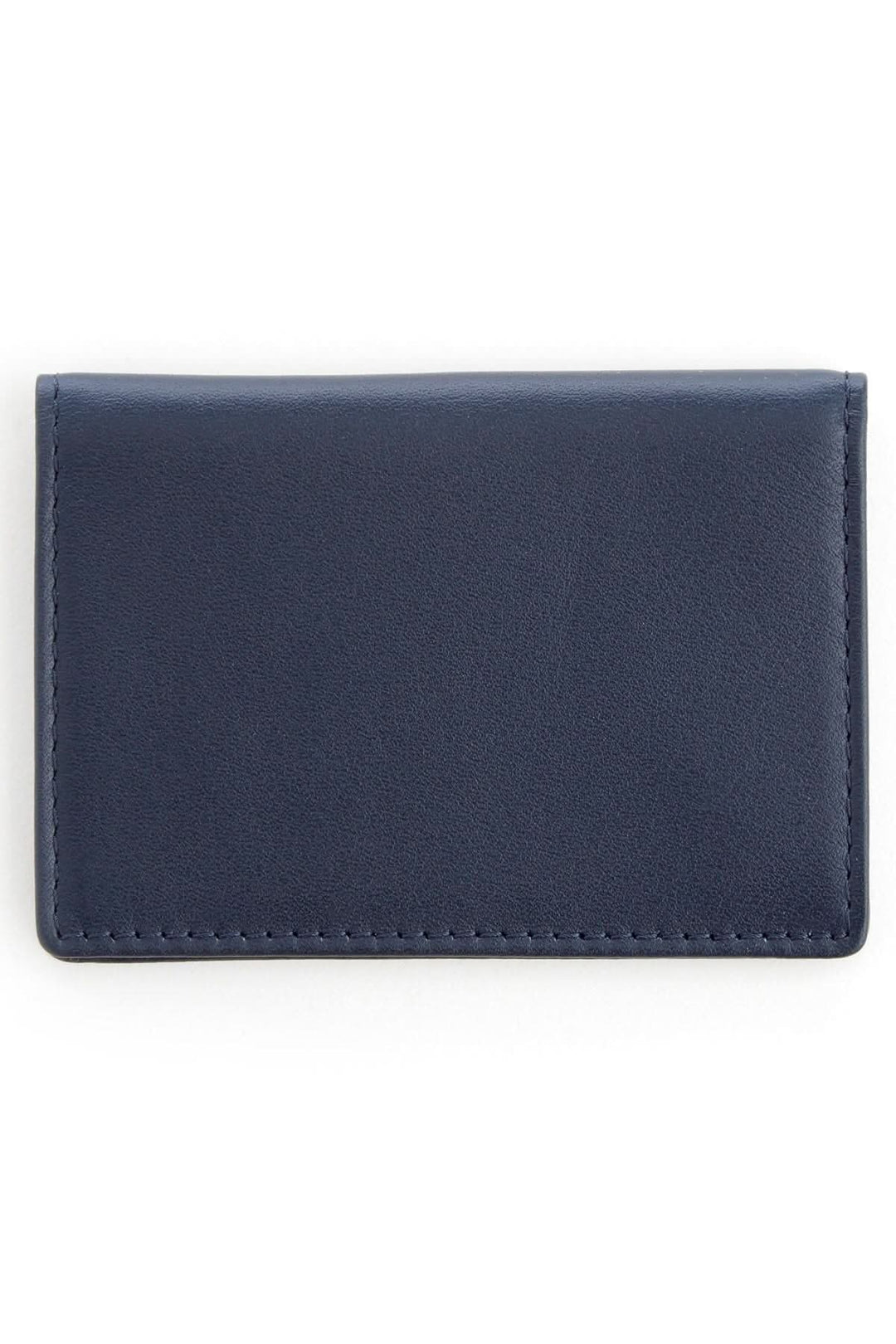 Étui compact bleu en cuir pleine fleur pour cartes d&