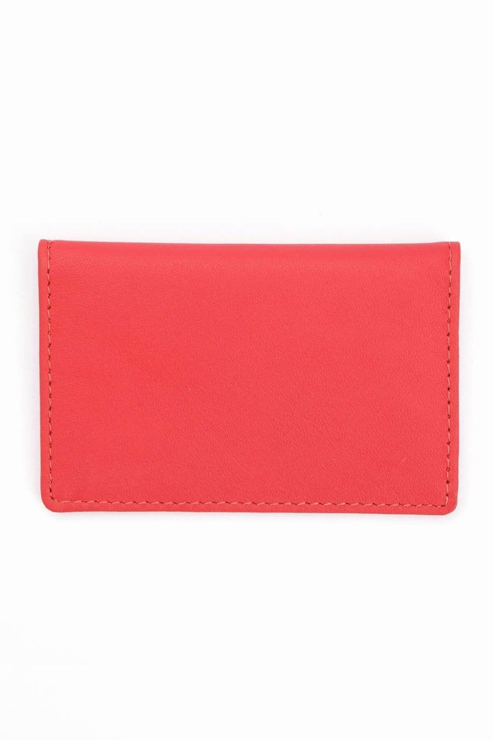 Étui compact en cuir pleine fleur rose pour cartes d&