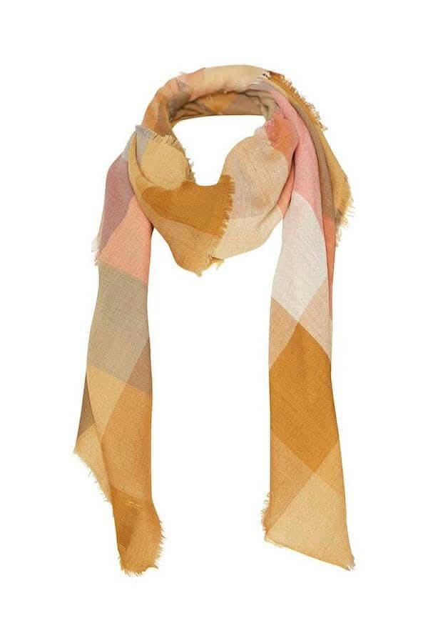 Foulard Bjarta en coton, couleur rose et jaune, style chic, parfait pour l&