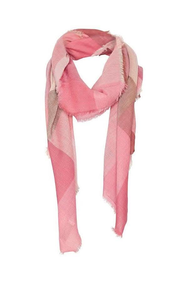 Foulard Bjarta en rose, rectangle, 100% coton, style moderne avec un motif géométrique, parfait pour accessoiriser.