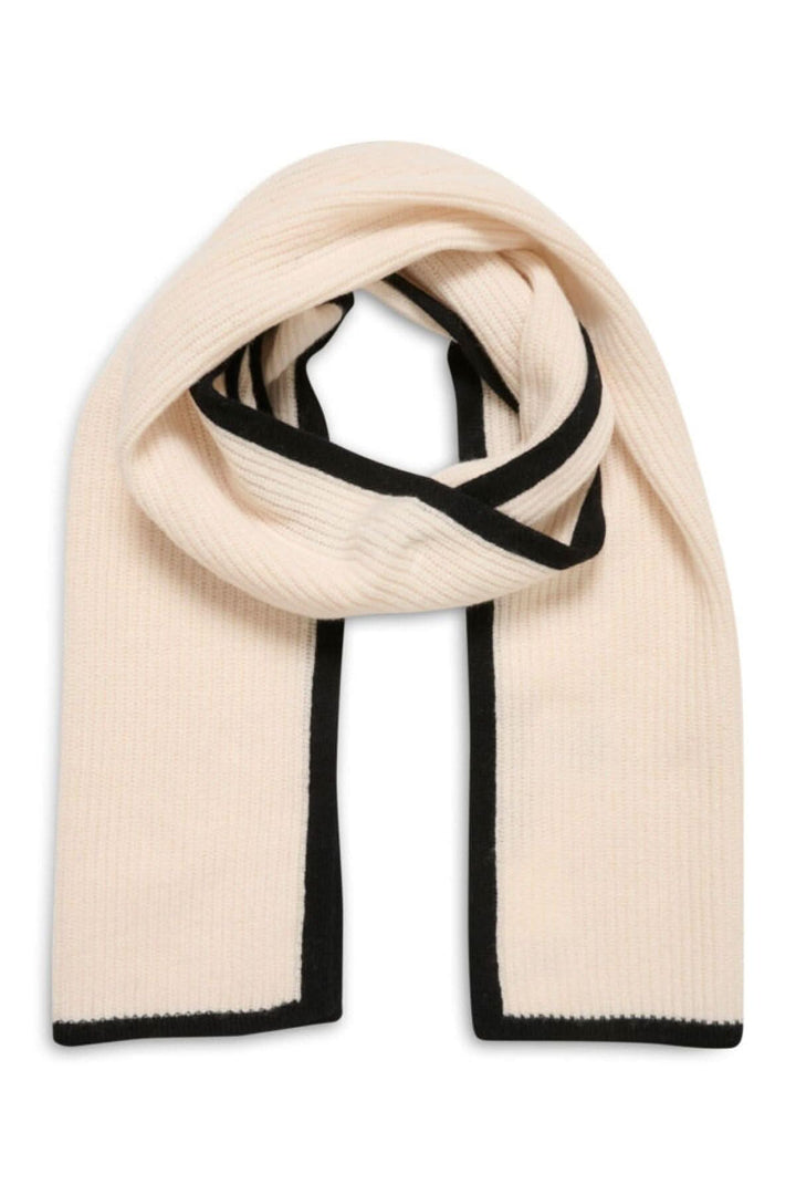 Foulard Pethra en laine épaisse avec rebord contrasté, élégant et chaud, dimensions 175 cm x 33 cm.