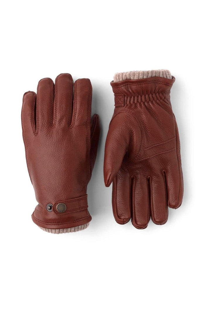 Gants en cuir d'élan marron Elk Utsjo, avec rembourrage Primaloft pour chaleur et confort.