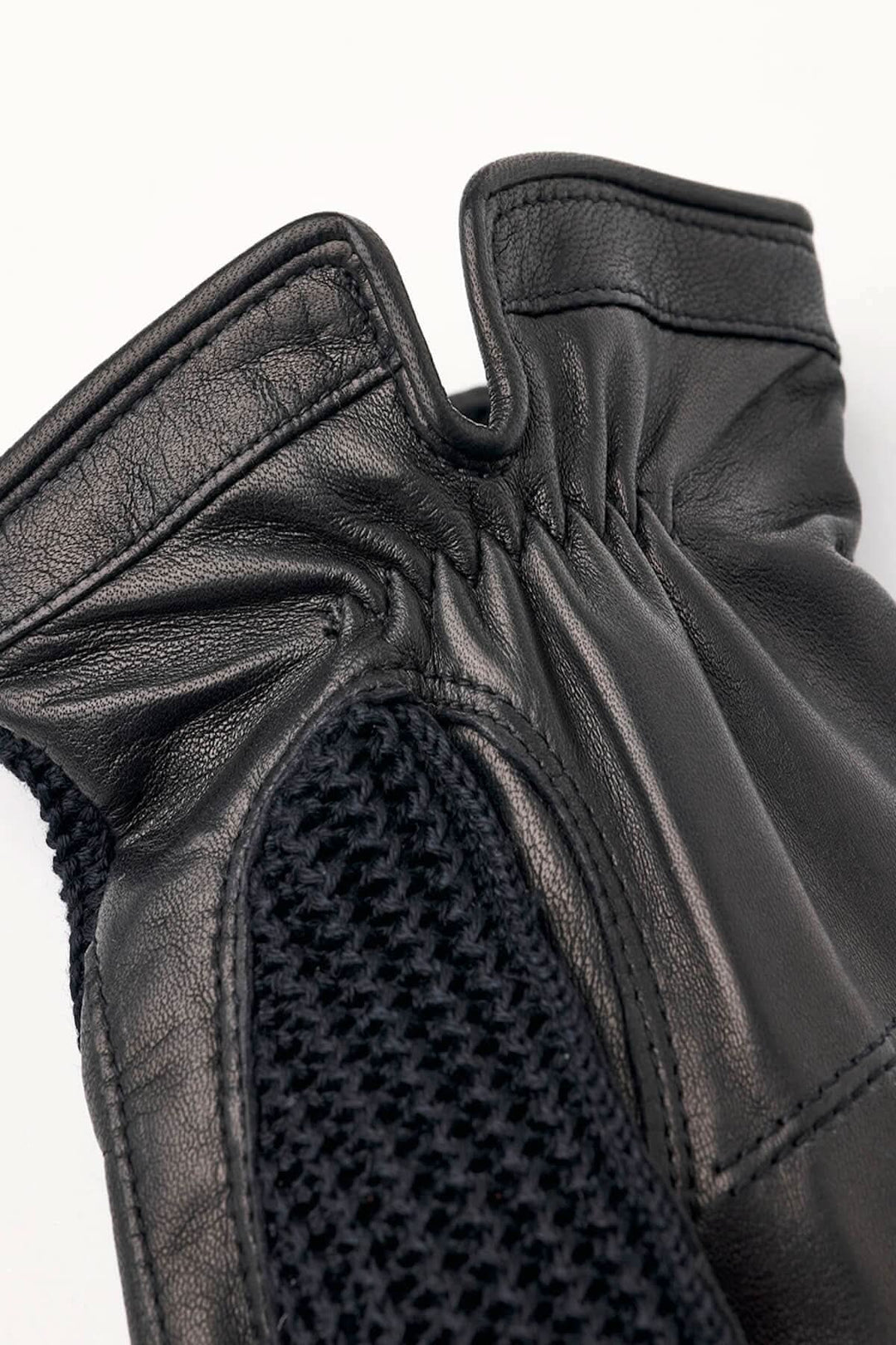 Gant texturé de cuir Adam en noir avec dos en crochet de coton et doublure en laine, idéal pour l'automne et l'hiver.