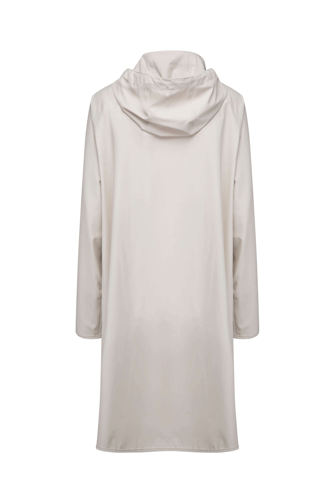 Imperméable féminin beige léger avec capuche détachable vue arrière.