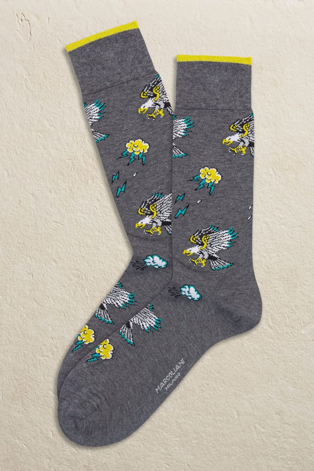 Chaussettes Marcoliani grises à motifs colorés d&