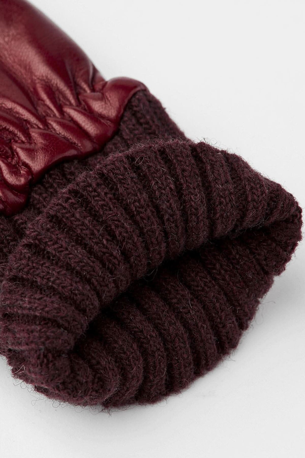 Mitaines Tina en cuir de mouton avec poignets en tricot côtelé, chaudes et douces, style 19491.