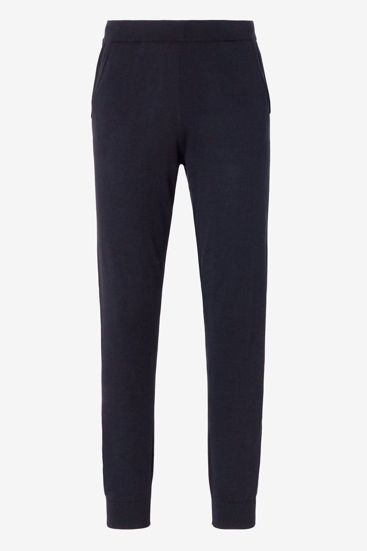 Pantalon d'intérieur en coton et cachemire, coupe classique, cordon de serrage à la taille, couleur noire.