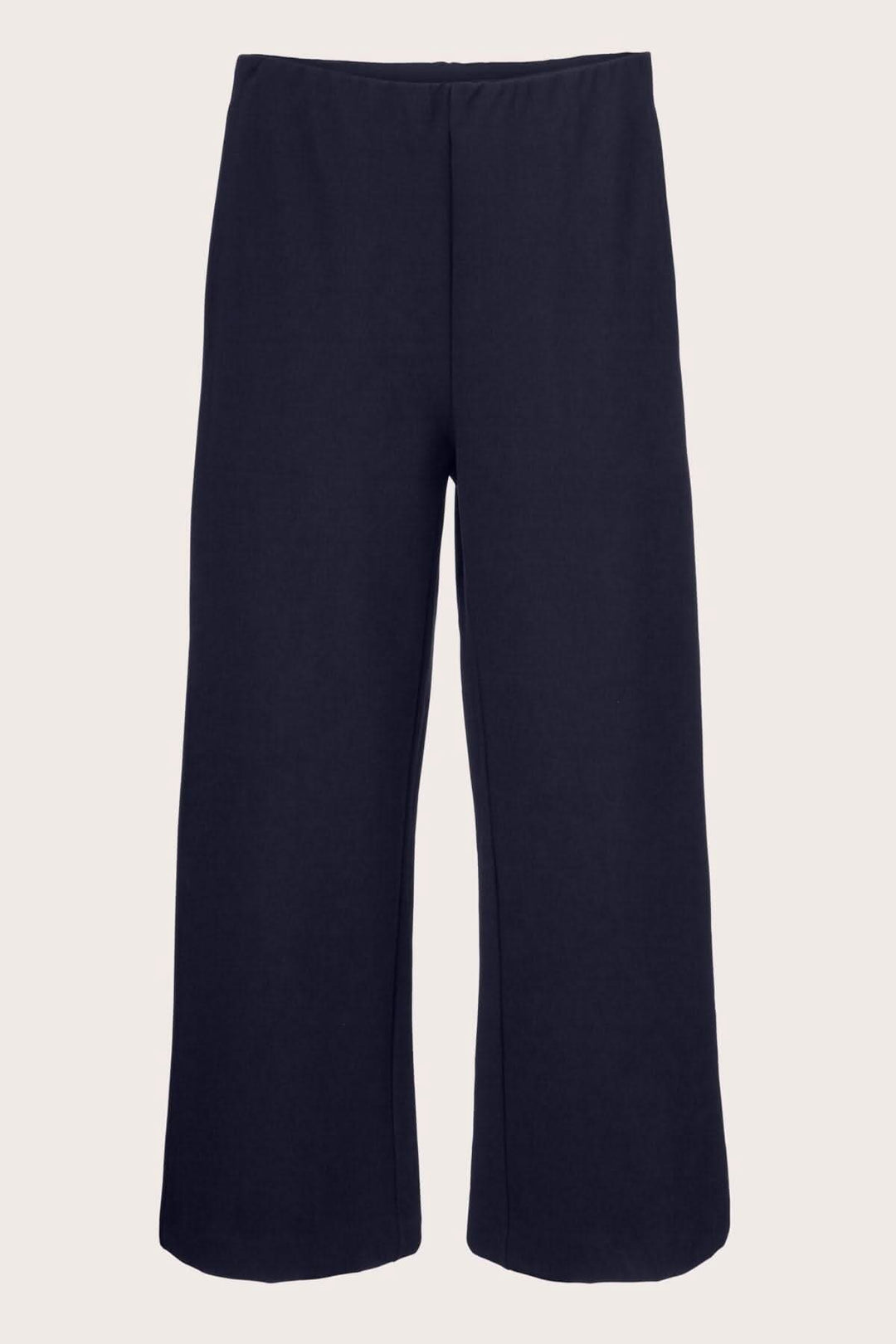 Pantalon en jersey Piri, confort doux avec taille élastique et longueur raccourcie, couleur noire.