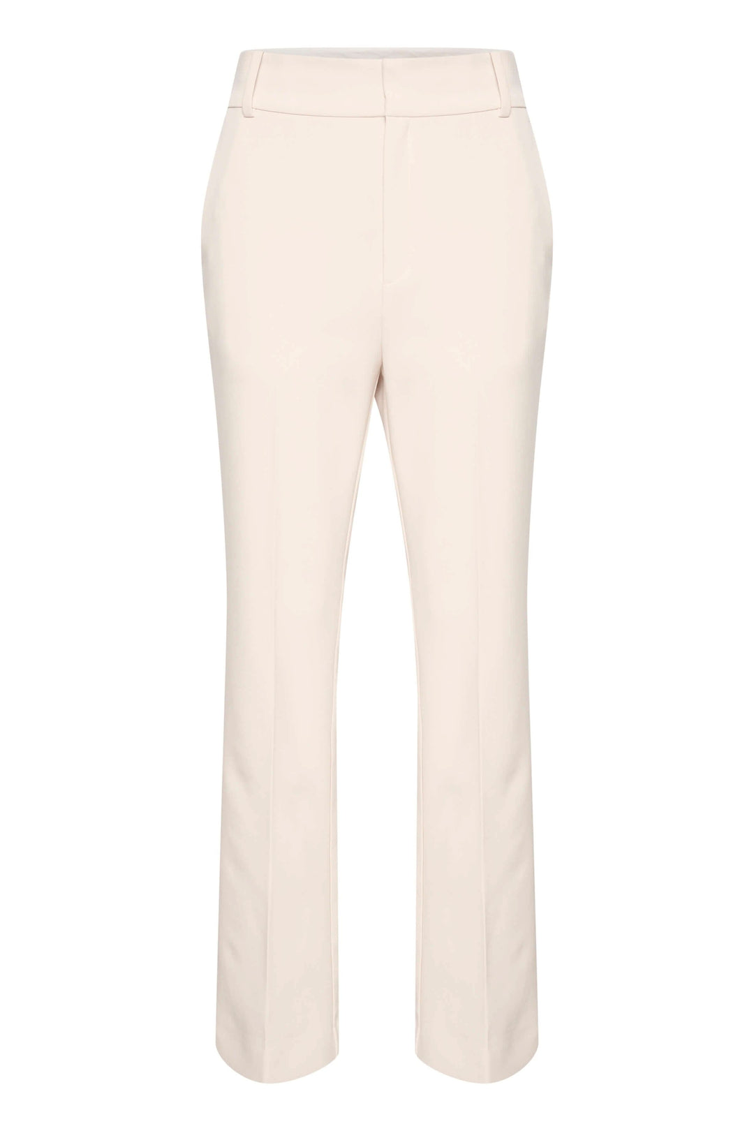 Pantalon Ibbie crème à jambe droite, poches avant et arrière, 80,5 cm de longueur, style habillé.