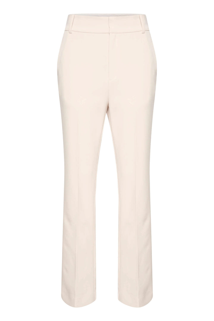 Pantalon Ibbie crème à jambe droite, poches avant et arrière, 80,5 cm de longueur, style habillé.