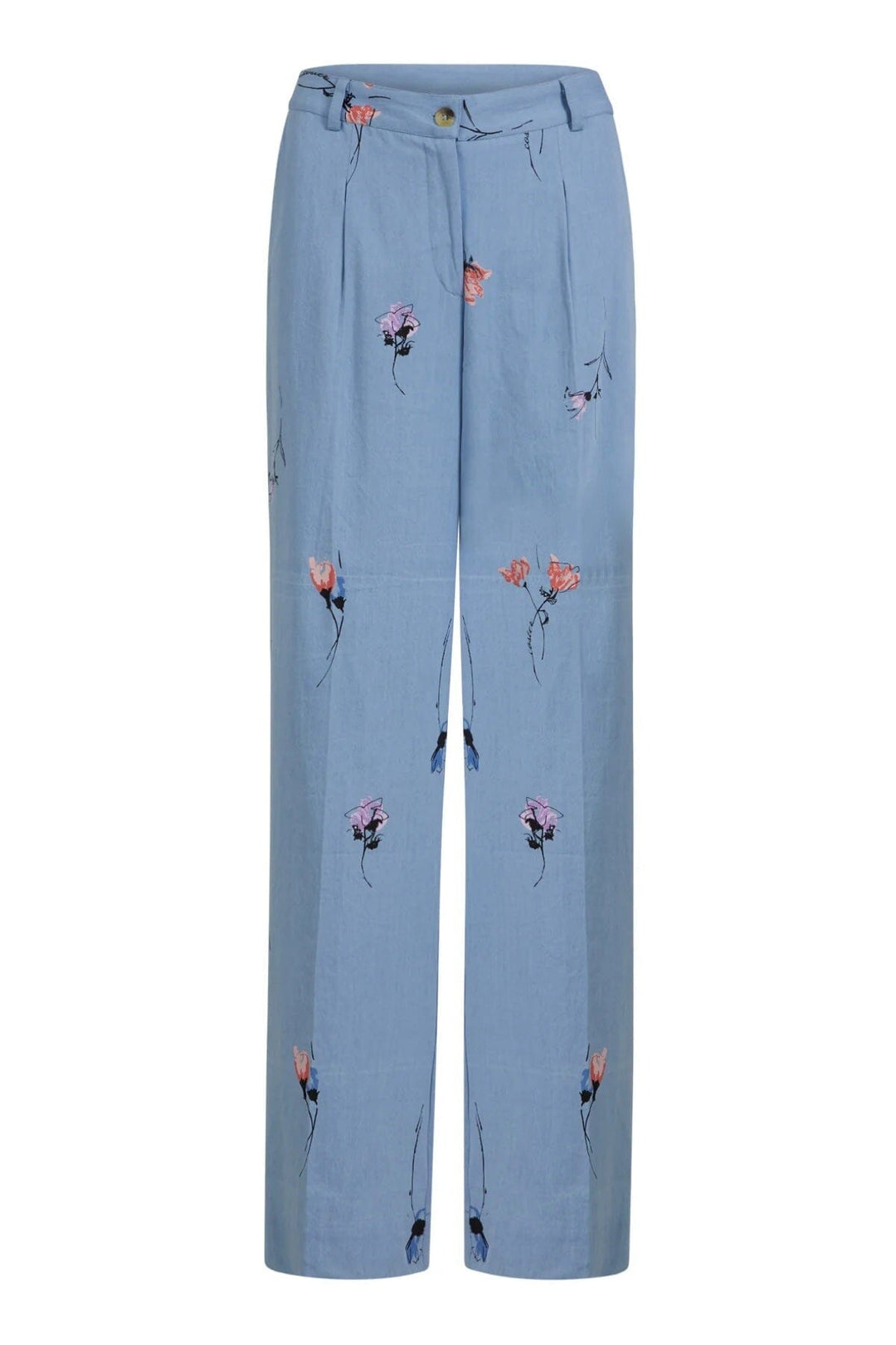 Pantalon large avec imprimé floral en denim Femme - Bas - Pantalon coster