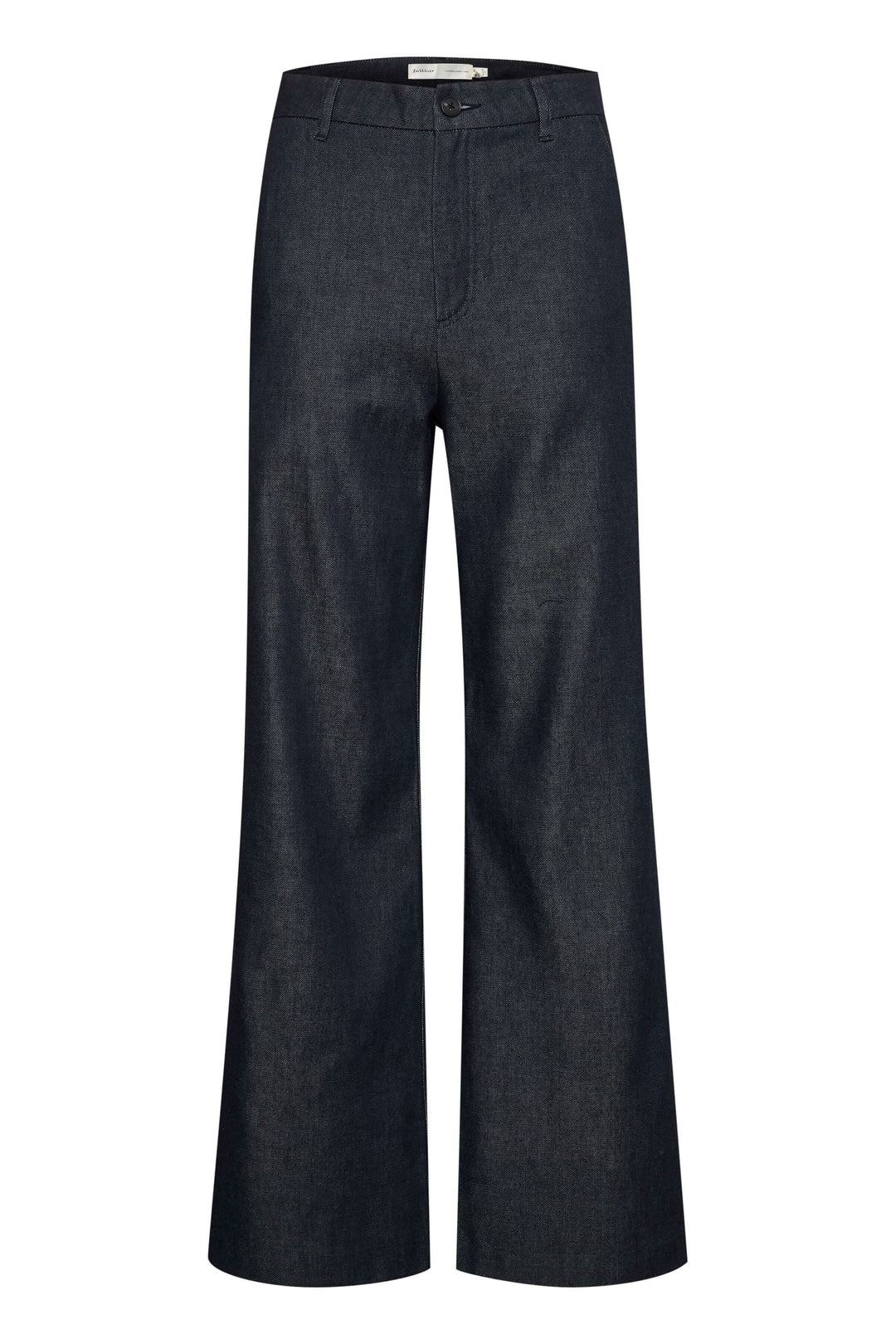 Pantalon Magdal Zella en denim, taille haute avec jambes larges, 79,5 cm de longueur, mélange de coton et polyester.