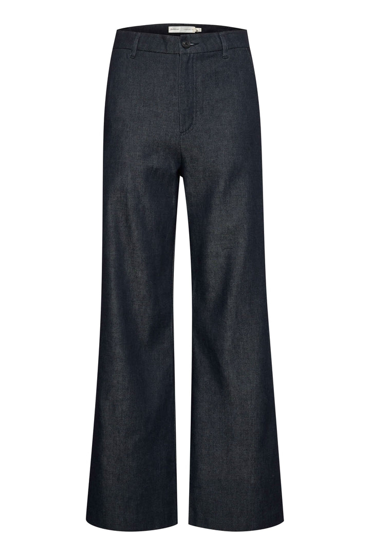Pantalon Magdal Zella en denim, taille haute avec jambes larges, 79,5 cm de longueur, mélange de coton et polyester.