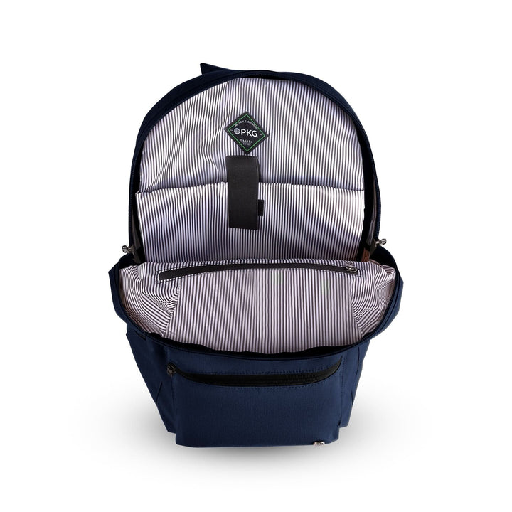 Sac à dos Granville de PKG, avec compartiment spacieux et doublure en polyester recyclé.