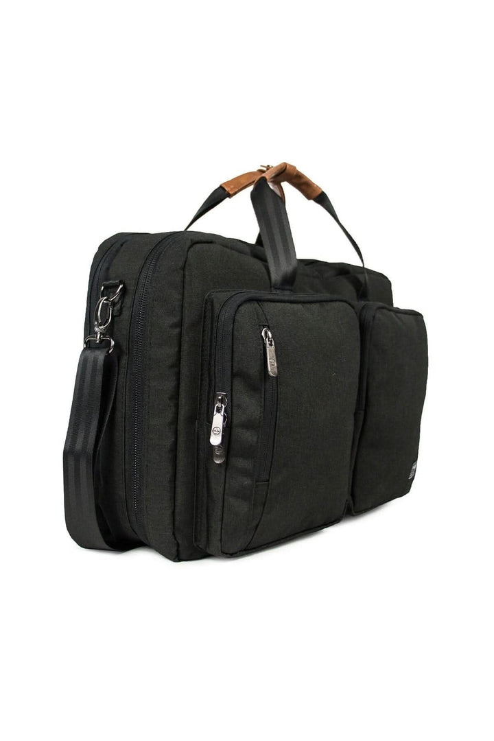 Sac à dos messager recyclé 31L avec poches pratiques et poignée en cuir.
