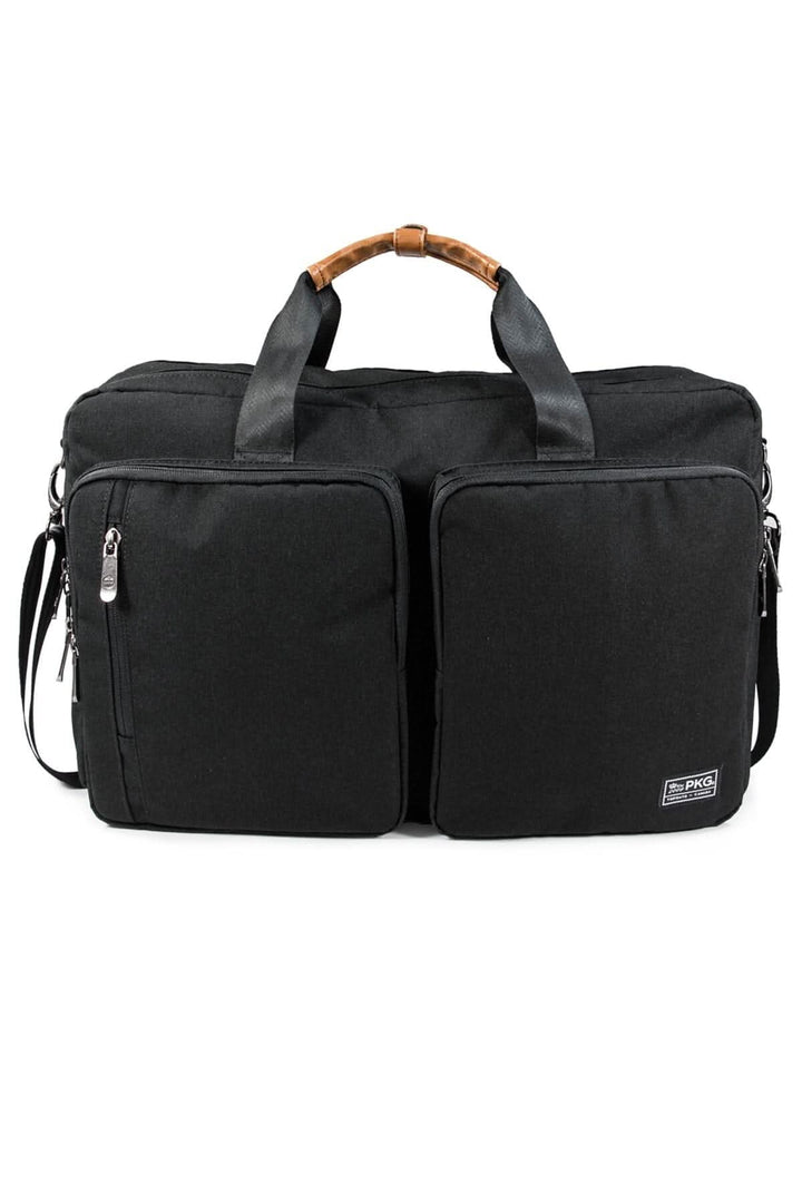 Sac à dos messager PKG Trenton 31L en polyester recyclé, compartiment à vêtements et poches zippées.