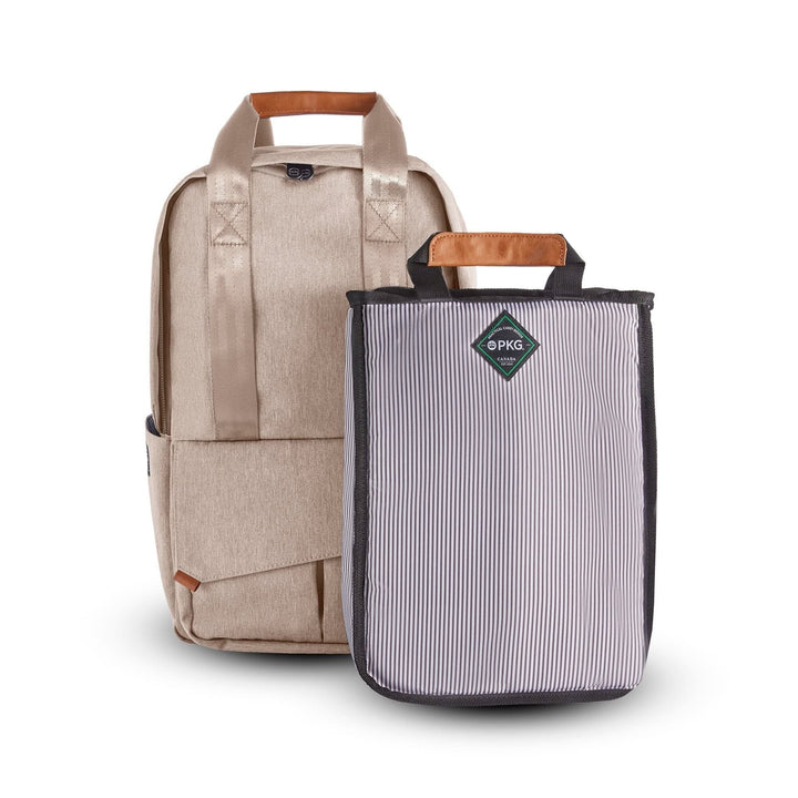 Sac à dos PKG Rosseau recyclé 19L avec design épuré et poche avant zippée, en polyester 600D.