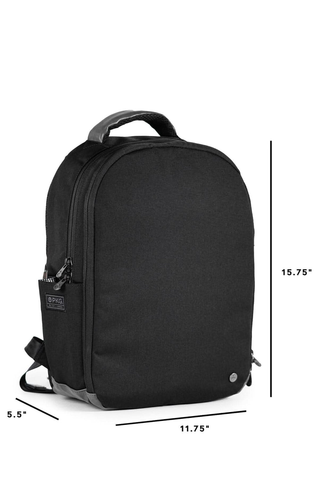 Sac à dos recyclé PKG Durham 17L, profil mince et poches fonctionnelles, en polyester durable.