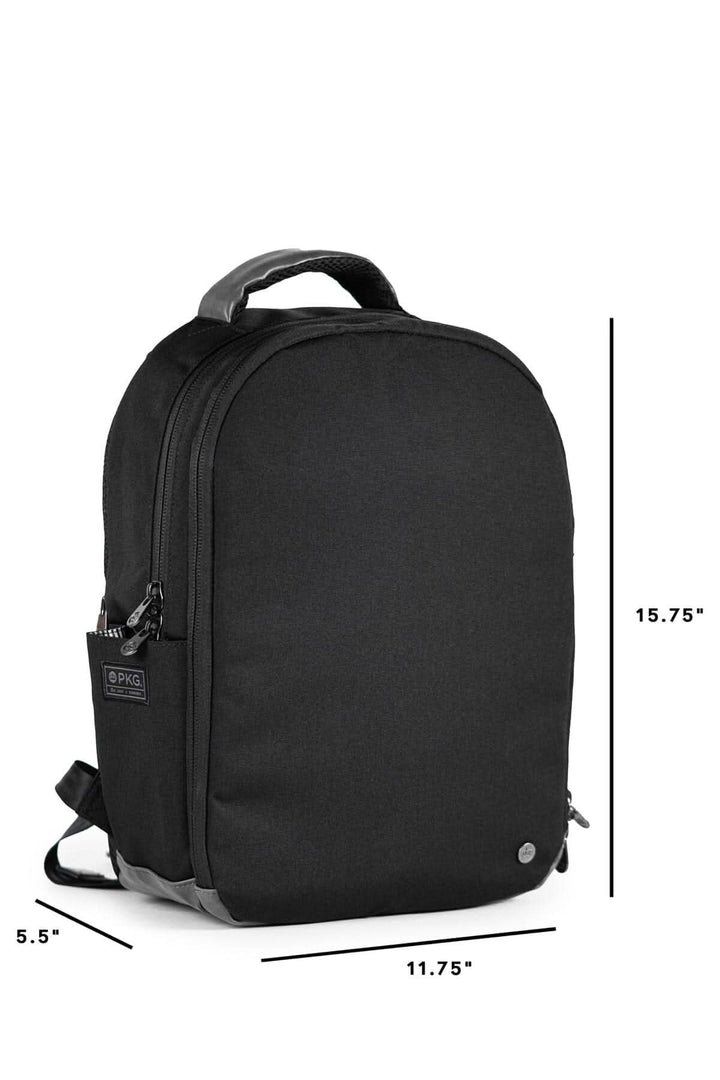 Sac à dos recyclé PKG Durham 17L, profil mince et poches fonctionnelles, en polyester durable.