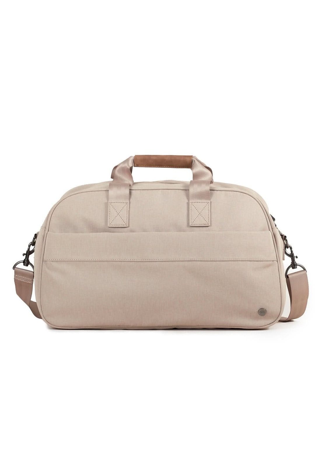 Sac de sport recyclé 26L Westmount en beige avec poignées et bandoulière.