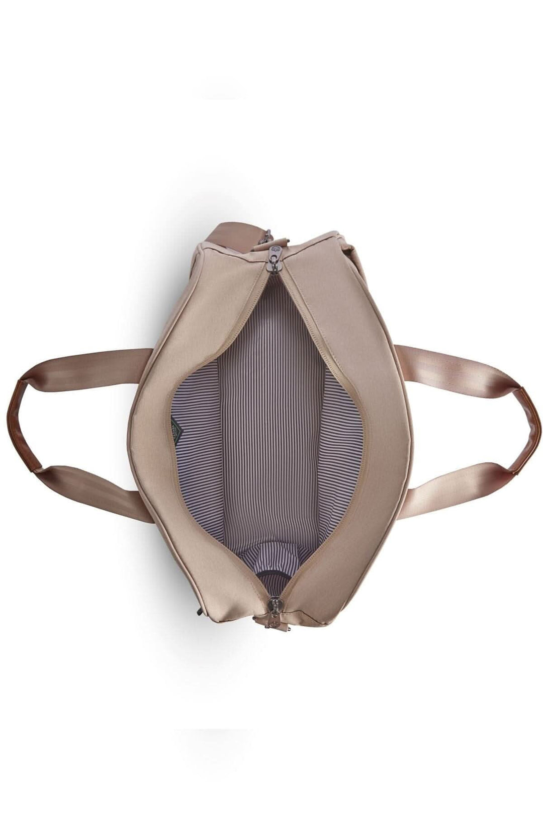 Vue du haut du sac de sport recyclé PKG Westmount 26L avec doublure intérieure rayée.